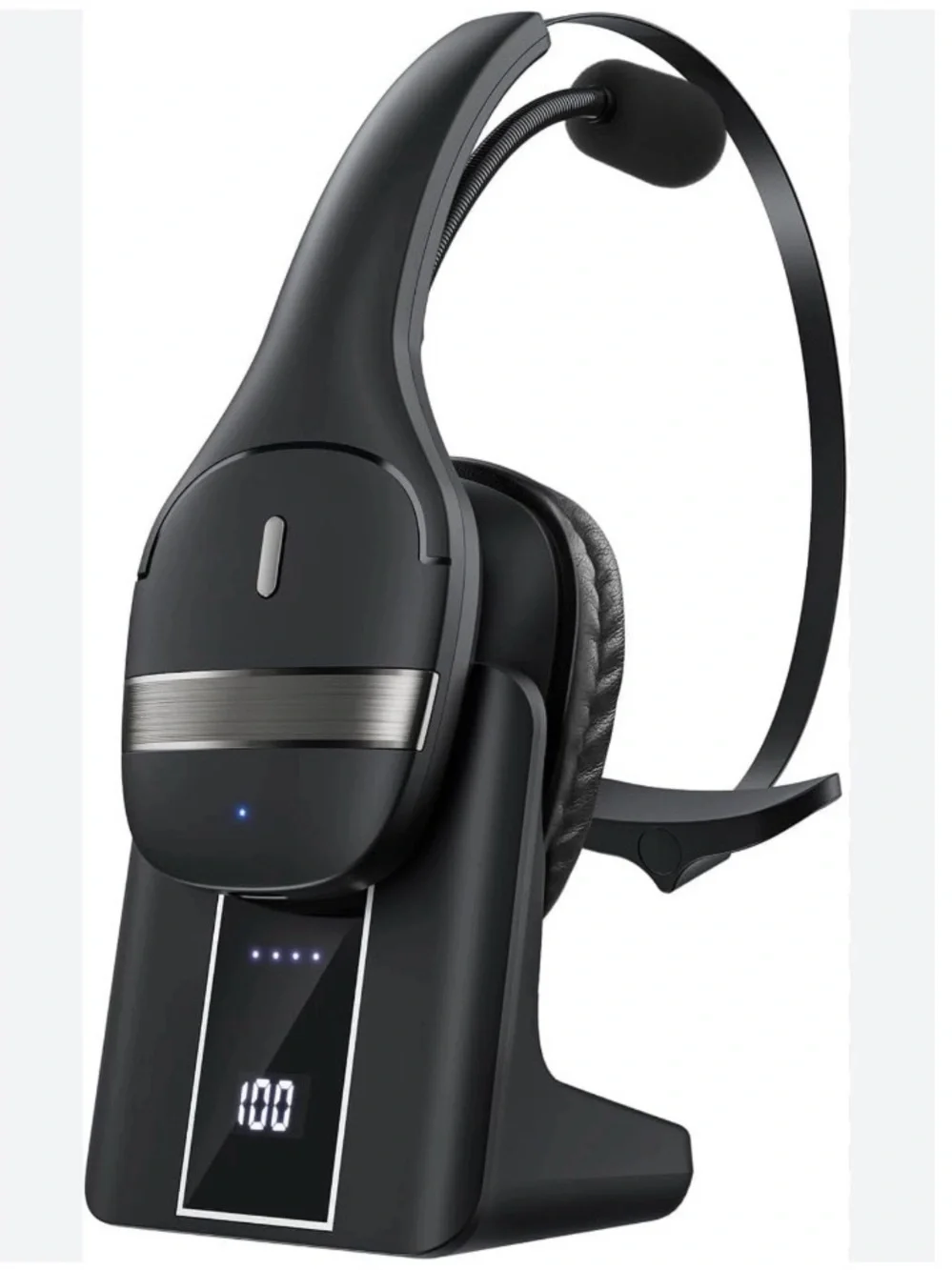 Wireless Over-Ear Computer Headset with Boom Microphone - Black